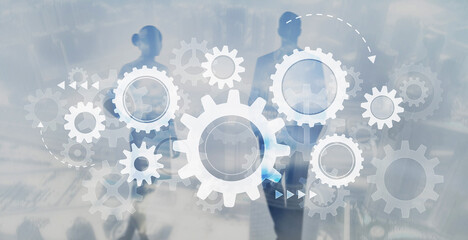 Gears on a blurred office background, gears concept