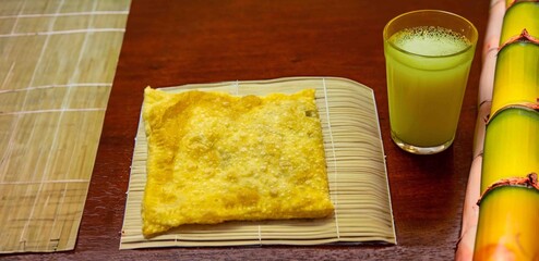 Fried Pastels, Brazilian-style street fair pastries, in an original and typical setting. Fair pastry with sugarcane juice