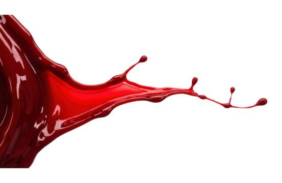 A dynamic splash of vibrant red liquid, , captured in a moment of fluid motion, suggesting energy and intensity