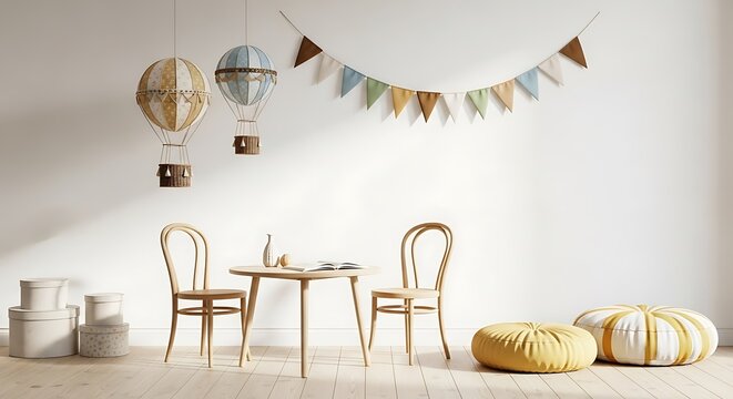 Childrens room decor with hot air balloon ornaments