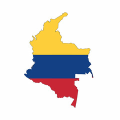 Fototapeta premium Colombia Map Flag Yellow Blue Red