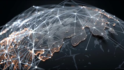 A futuristic digital globe with global connections, data networks, and glowing technology interfaces. Perfect for themes of cybersecurity, global communication, AI, big data, and modern innovation. - Powered by Adobe