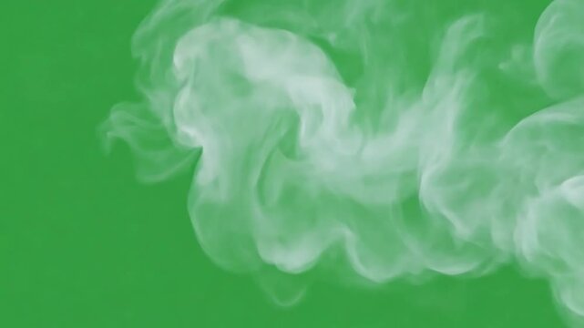 Abstract Smoke on Green Backdrop: wisps of ephemeral smoke dance against a vibrant green backdrop, capturing a sense of airiness and abstract energy,green screen.