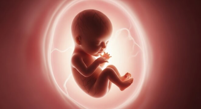 Human fetus developing in the womb