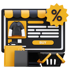 e-commerce landing page 3d icon illustration