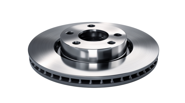 Precision automotive brake disc showcasing detailed construction and smooth finish under studio lighting conditions Generative AI