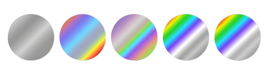 Set of Rainbow Foil Sticker Elements, Star Sticker, Transparent Background