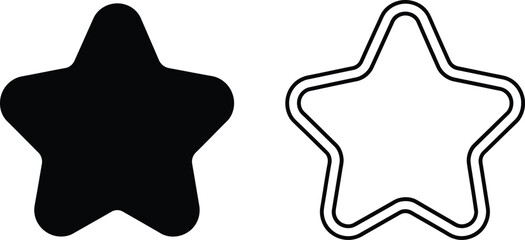 Isolated rounded star icons show a solid black shape and a double outline