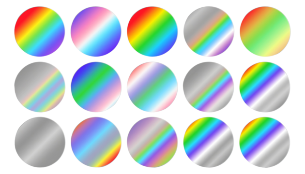 Set of Rainbow Foil Sticker Elements, Star Sticker, Transparent Background