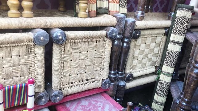 Traditional Pakistani Woven Peeri &ndash; Handcrafted Stool from Lok Mela Islamabad
