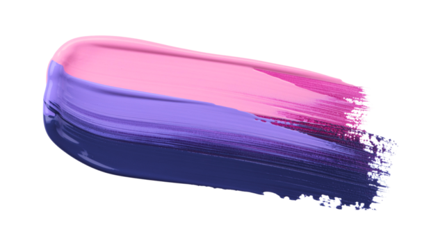 Pink and Purple Acrylic Oil Paint Brush Stroke on Transparent PNG Background (Isolated)