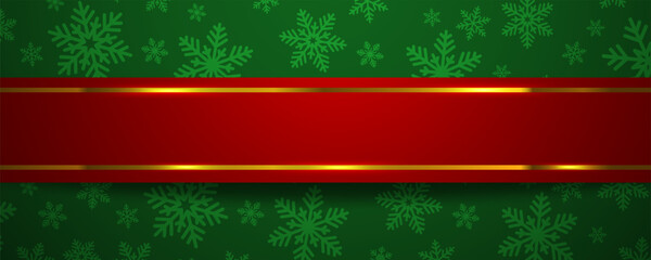 Green snowflake pattern with a central red banner and gold lines