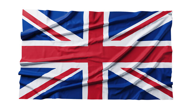 Draped and Folded United Kingdom Flag on Transparent Background (Isolated PNG)
