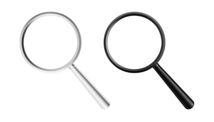 Set of Magnifying Glass Isolated on Transparent Background (PNG)