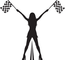 Naklejka premium silhouette of the girl with flag, The Evolving Role of Models in Motorsport