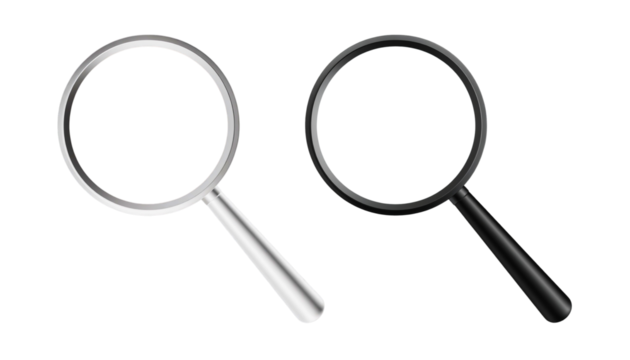 Set of Magnifying Glass Isolated on Transparent Background (PNG)