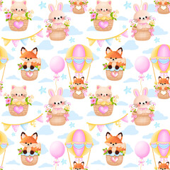 Baby Shower Balloon Ride Seamless