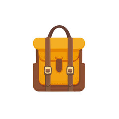 A clean, minimal flat vector of a backpack, designed in a modern 2D style on a white background. Minimalistic 2D flat icon