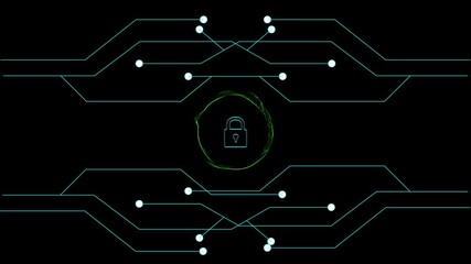 Cyber security network. Data protection concept. Businessman using laptop computer with digital padlock on internet technology networking with cloud computing and data management - Powered by Adobe