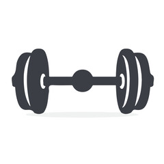A clean, simple minimal flat vector of black barbell, designed in a modern 2D style on a white background. Minimalistic 2D flat icon, EPS format