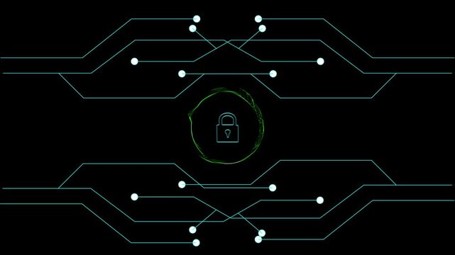 Cyber security network. Data protection concept. Businessman using laptop computer with digital padlock on internet technology networking with cloud computing and data management - Powered by Adobe