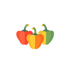 A clean, minimal flat vector of bell peppers group, designed in a modern 2D style on a white background. Minimalistic 2D flat icon, EPS format