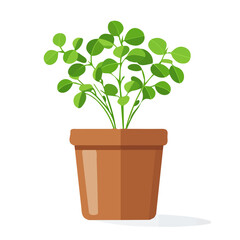 A clean, minimal flat vector of coriander in a vase, designed in a modern 2D style on a white background. Minimalistic 2D flat icon, EPS format, simple design