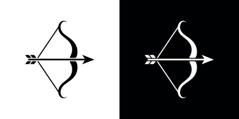 Obraz premium Bow and Arrow Ready to Launch in Black and White Minimalist Style