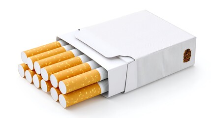 pack of cigarettes opened isolated on white background 