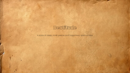 Minimal “Beatitude” Typography Wallpaper with Vintage Leaf Texture Background

