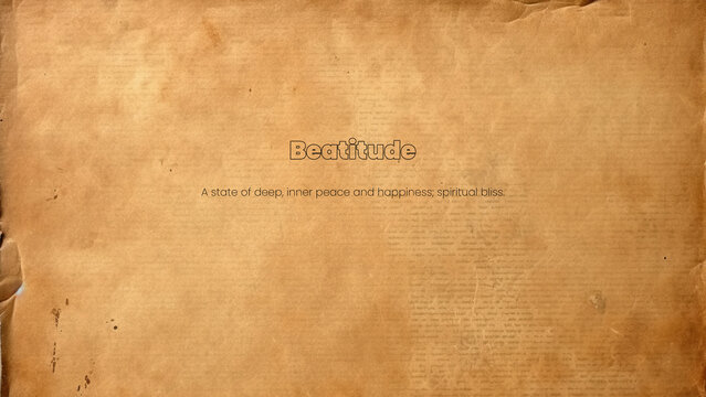 Minimal &ldquo;Beatitude&rdquo; Typography Wallpaper with Vintage Leaf Texture Background
