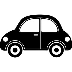 Silhouette of a simple cartoon car art on transparent background