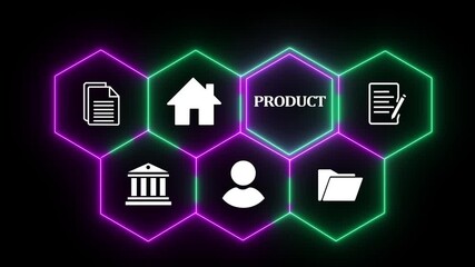 Glowing neon line Product Transfer concept button on a futuristic computer screen. technology background with rotating world map icon, Business.4k - Powered by Adobe