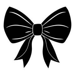 Illustration of a decorative black bow on transparent background silhouette