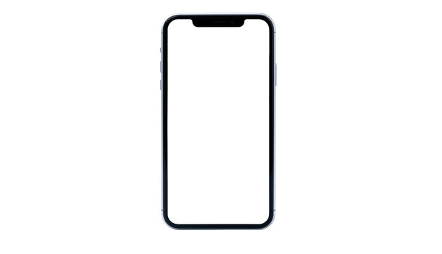 Realistic mobile phone mockup with blank white screen for Infographic Global Business Marketing, Studio shot of Smartphone, mockup model similar to iPhone isolated Background
