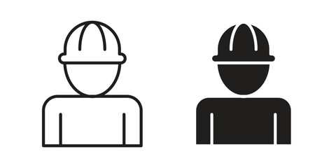 Construction worker icon in filled, thin line, stroke style for website and apps