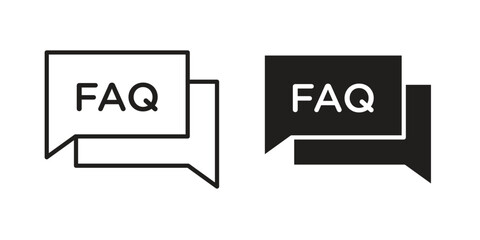 FAQs icon in filled, thin line, stroke style for website and apps
