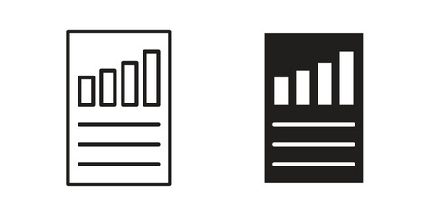 Financial report icon in filled, thin line, stroke style for website and apps