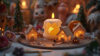 candles and christmas decorations