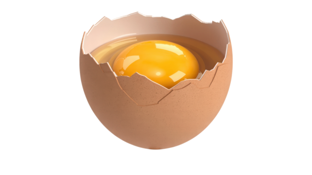 Cracked Egg with Yellow Yolk isolated on a transparent background