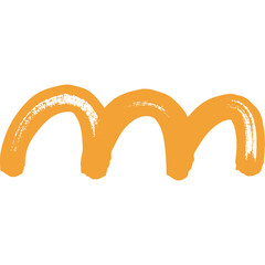 Orange Brush Stroke Art Abstract Design Element on White Background