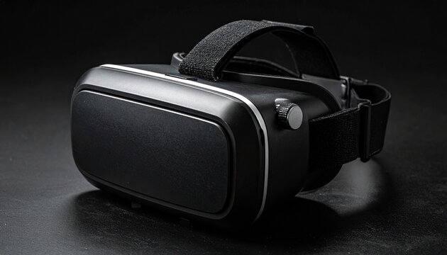 Virtual Reality Headset on a Black Surface Immersive Experience & Digital Worlds - Powered by Adobe
