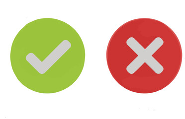 Obraz premium Checkmark and Cross Icons Symbolizing Approval and Disapproval with a Clean, Modern Design