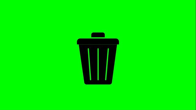 trash can symbol, Delete icon 4k loop animation on green screen background, chroma key 