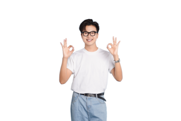 All Clear: A smiling individual confidently presents the okay hand gesture, embodying reassurance and agreement.