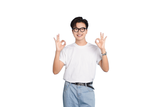 All Clear: A smiling individual confidently presents the okay hand gesture, embodying reassurance and agreement.