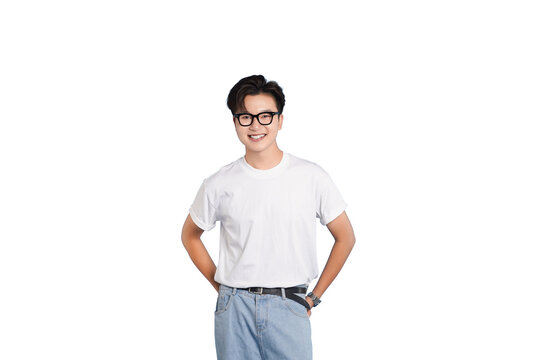 Cheerful Nerd in Glasses: A young, bespectacled individual poses with confidence, wearing casual attire, highlighting their approachable and friendly nature.