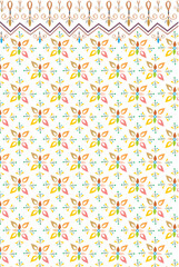 Vibrant Seamless Floral Ornamentation with Intricate Decorative Top Border