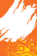 Dynamic Orange Grunge Background with Yellow Swirls and Textured Abstract Design