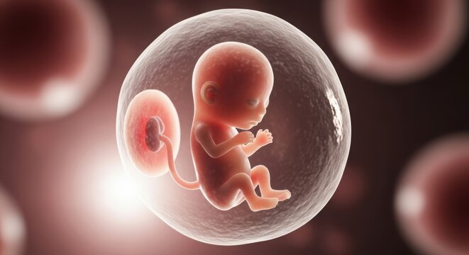 Human embryo development inside amniotic sac